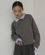 シャツ襟レイヤード風カーディガン