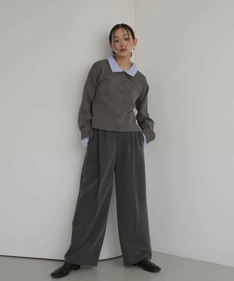 シャツ襟レイヤード風カーディガン