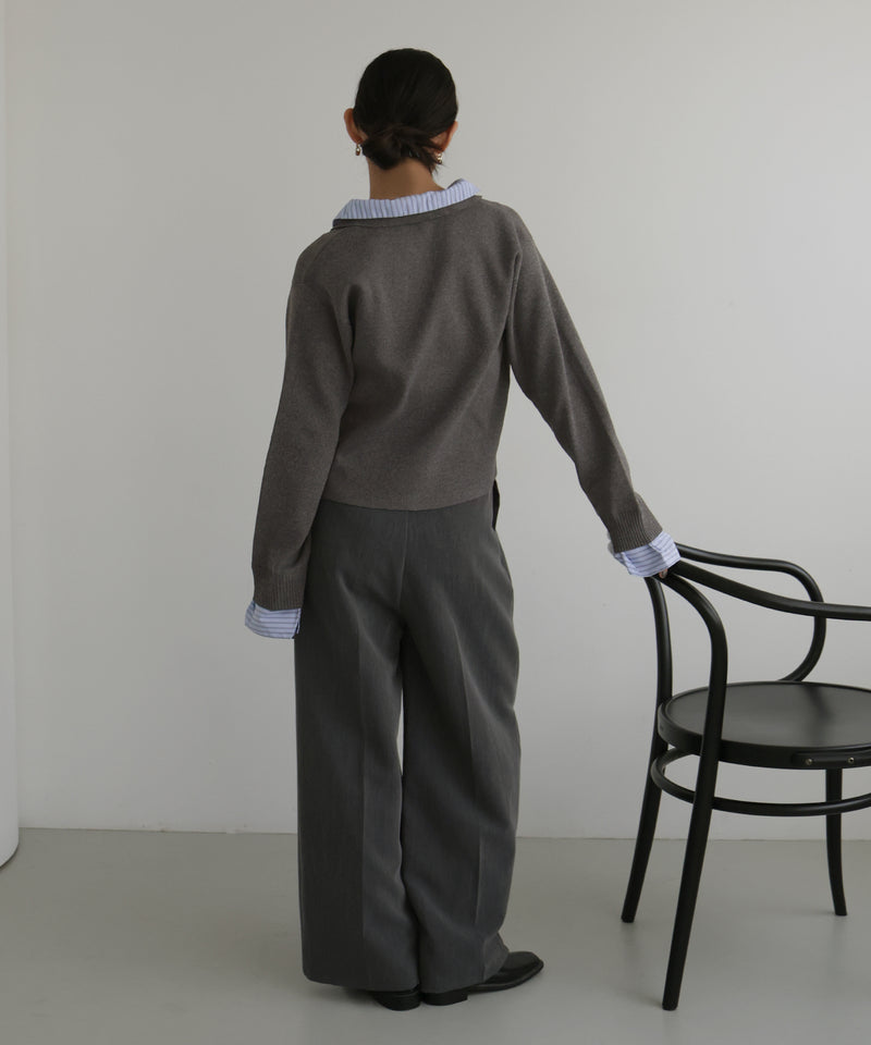 シャツ襟レイヤード風カーディガン