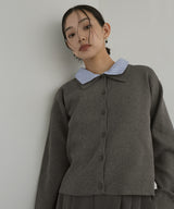 シャツ襟レイヤード風カーディガン