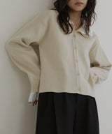 シャツ襟レイヤード風カーディガン