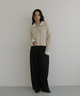 シャツ襟レイヤード風カーディガン