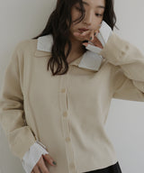 シャツ襟レイヤード風カーディガン