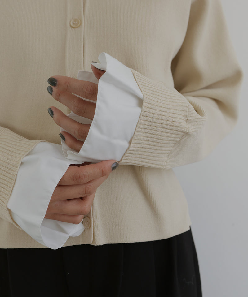 シャツ襟レイヤード風カーディガン