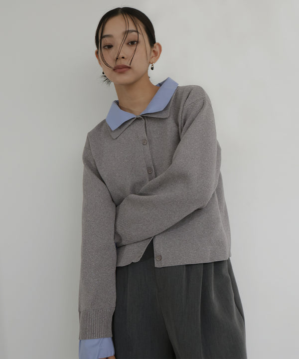 シャツ襟レイヤード風カーディガン