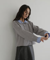 シャツ襟レイヤード風カーディガン