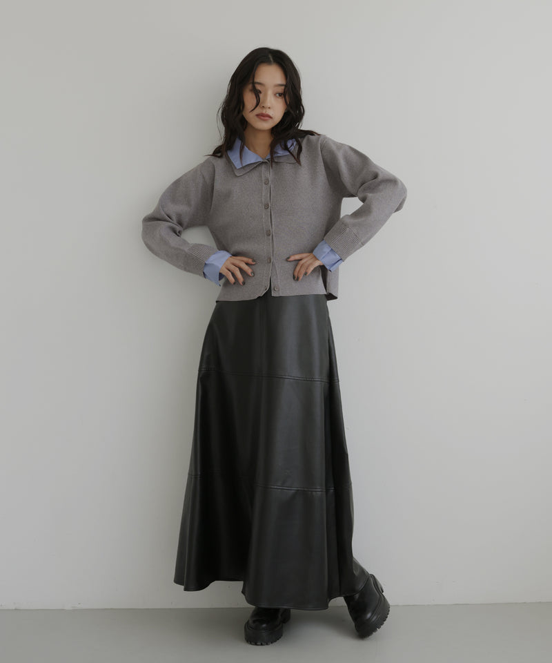 シャツ襟レイヤード風カーディガン