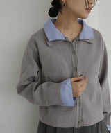 シャツ襟レイヤード風カーディガン