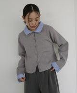 シャツ襟レイヤード風カーディガン