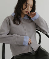 シャツ襟レイヤード風カーディガン