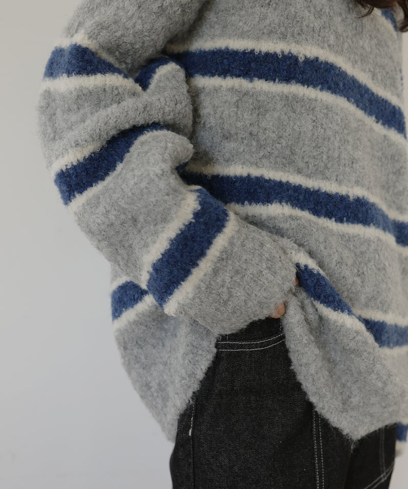 ブークレボーダーニットプルオーバー