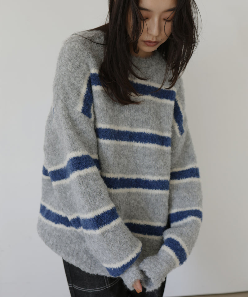 ブークレボーダーニットプルオーバー