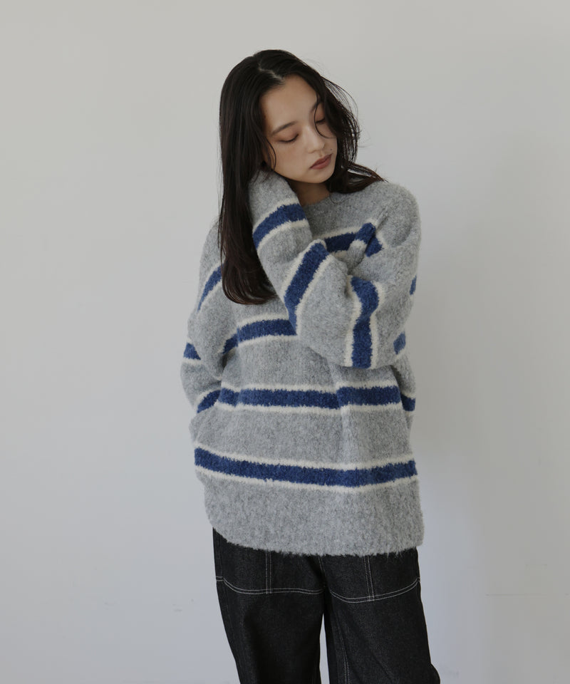 ブークレボーダーニットプルオーバー