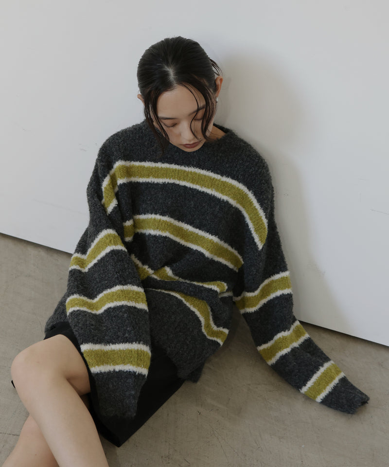 ブークレボーダーニットプルオーバー