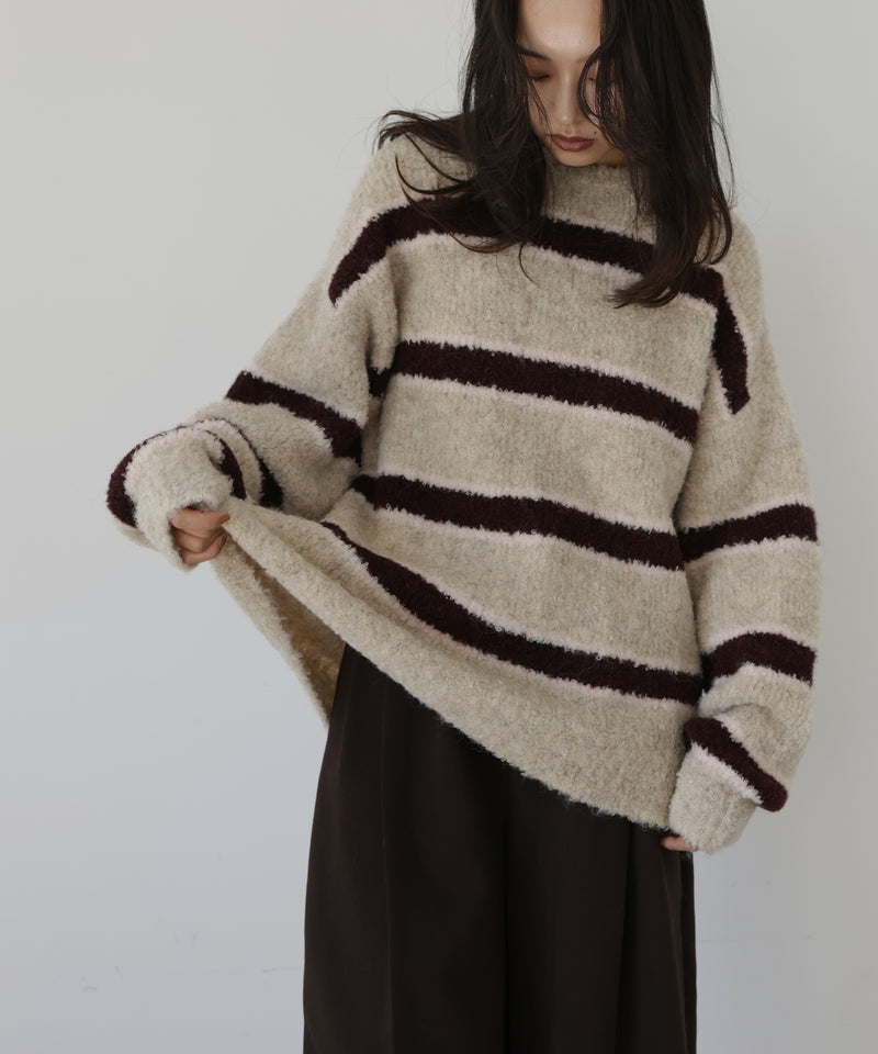 ブークレボーダーニットプルオーバー