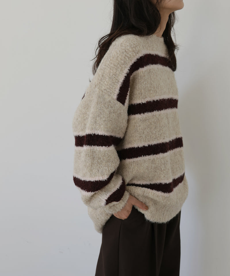 ブークレボーダーニットプルオーバー