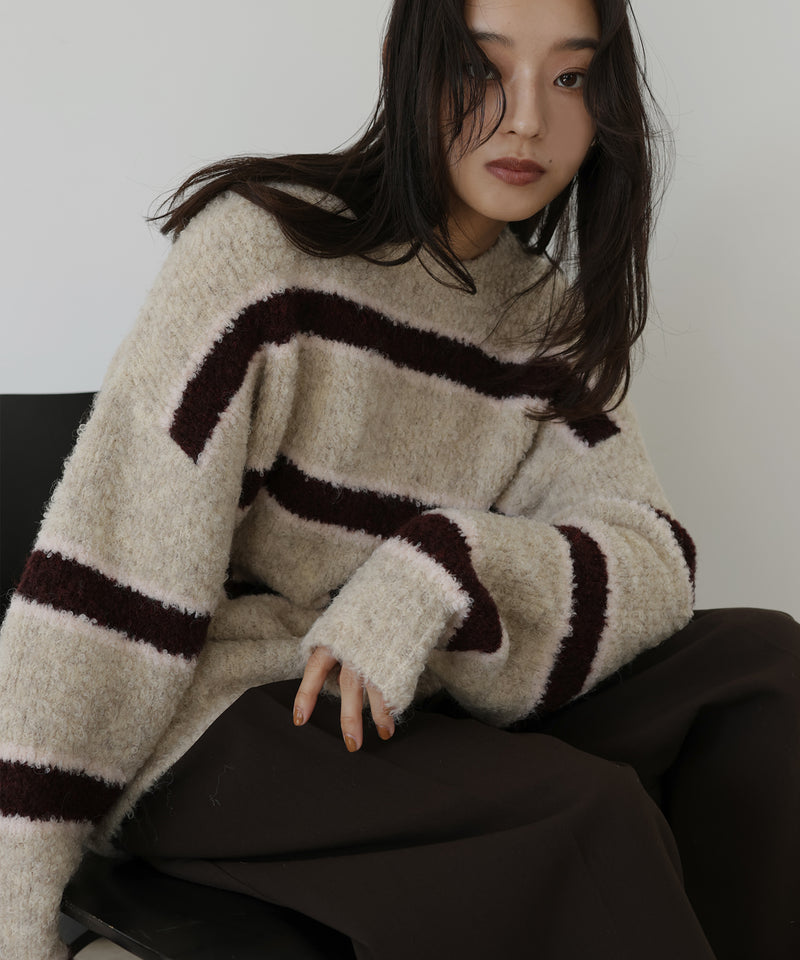 ブークレボーダーニットプルオーバー