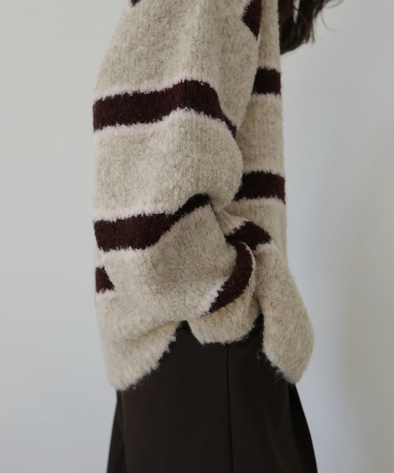 ブークレボーダーニットプルオーバー