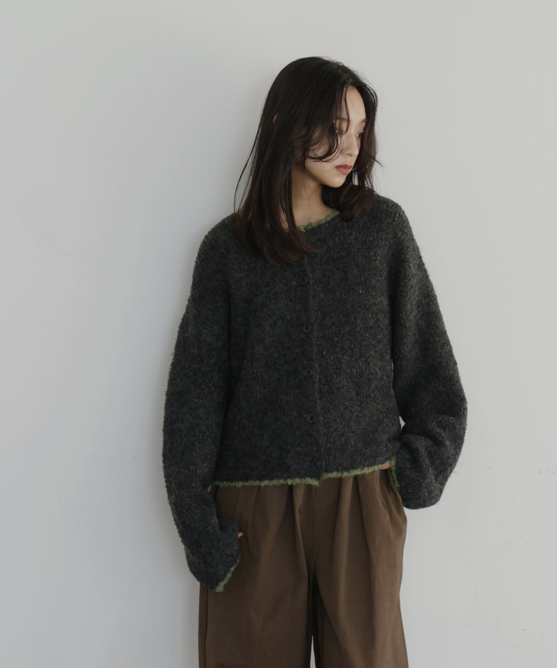 ブークレクルーネックカーディガン