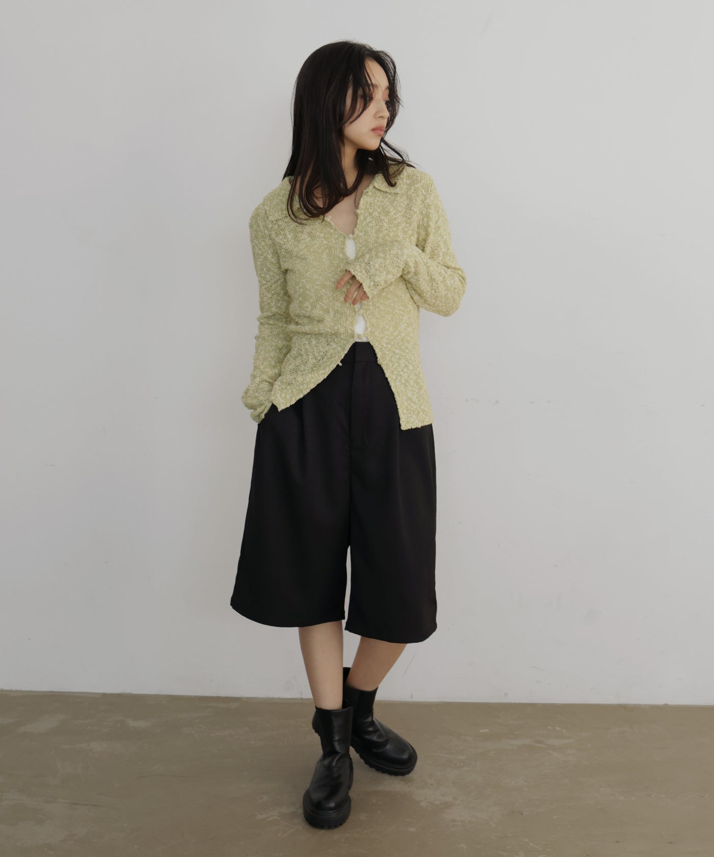 MIXヤーンポロニットカーディガン – hellam