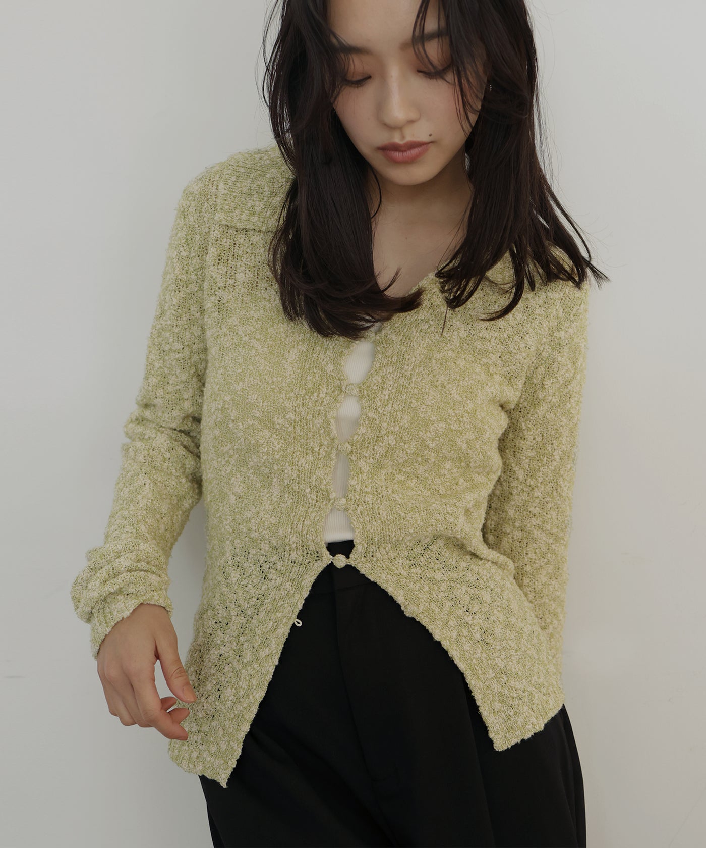 MIXヤーンポロニットカーディガン – hellam