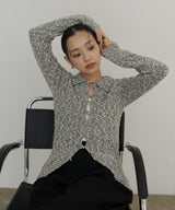 MIXヤーンポロニットカーディガン