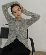 MIXヤーンポロニットカーディガン