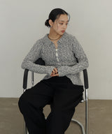 MIXヤーンポロニットカーディガン