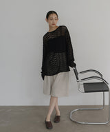 メッシュプルオーバーニット