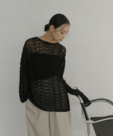 メッシュプルオーバーニット