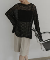 メッシュプルオーバーニット