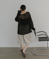 メッシュプルオーバーニット