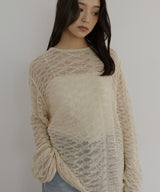 メッシュプルオーバーニット