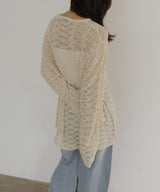 メッシュプルオーバーニット