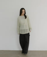 メッシュプルオーバーニット