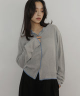 【3月上旬予約商品】リネンライク配色カーディガン