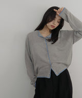 【3月上旬予約商品】リネンライク配色カーディガン