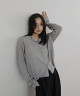 【3月上旬予約商品】リネンライク配色カーディガン