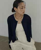 【3月上旬予約商品】リネンライク配色カーディガン