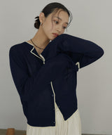 【3月上旬予約商品】リネンライク配色カーディガン