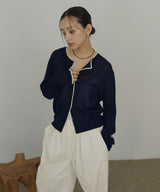 【3月上旬予約商品】リネンライク配色カーディガン