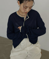 【3月上旬予約商品】リネンライク配色カーディガン