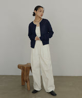 【3月上旬予約商品】リネンライク配色カーディガン