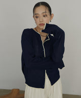 【3月上旬予約商品】リネンライク配色カーディガン