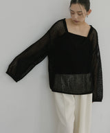 キャミ付き透かし編みニットトップス