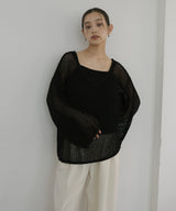 キャミ付き透かし編みニットトップス