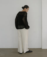 キャミ付き透かし編みニットトップス