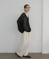 キャミ付き透かし編みニットトップス