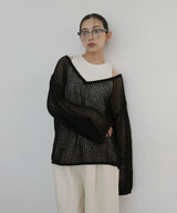 キャミ付き透かし編みニットトップス