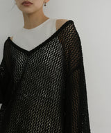 キャミ付き透かし編みニットトップス